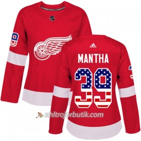 Dame Ishockey Detroit Red Wings Tröja Anthony Mantha 39 Adidas 2017-2018 Röd USA Flag Fashion Authentic